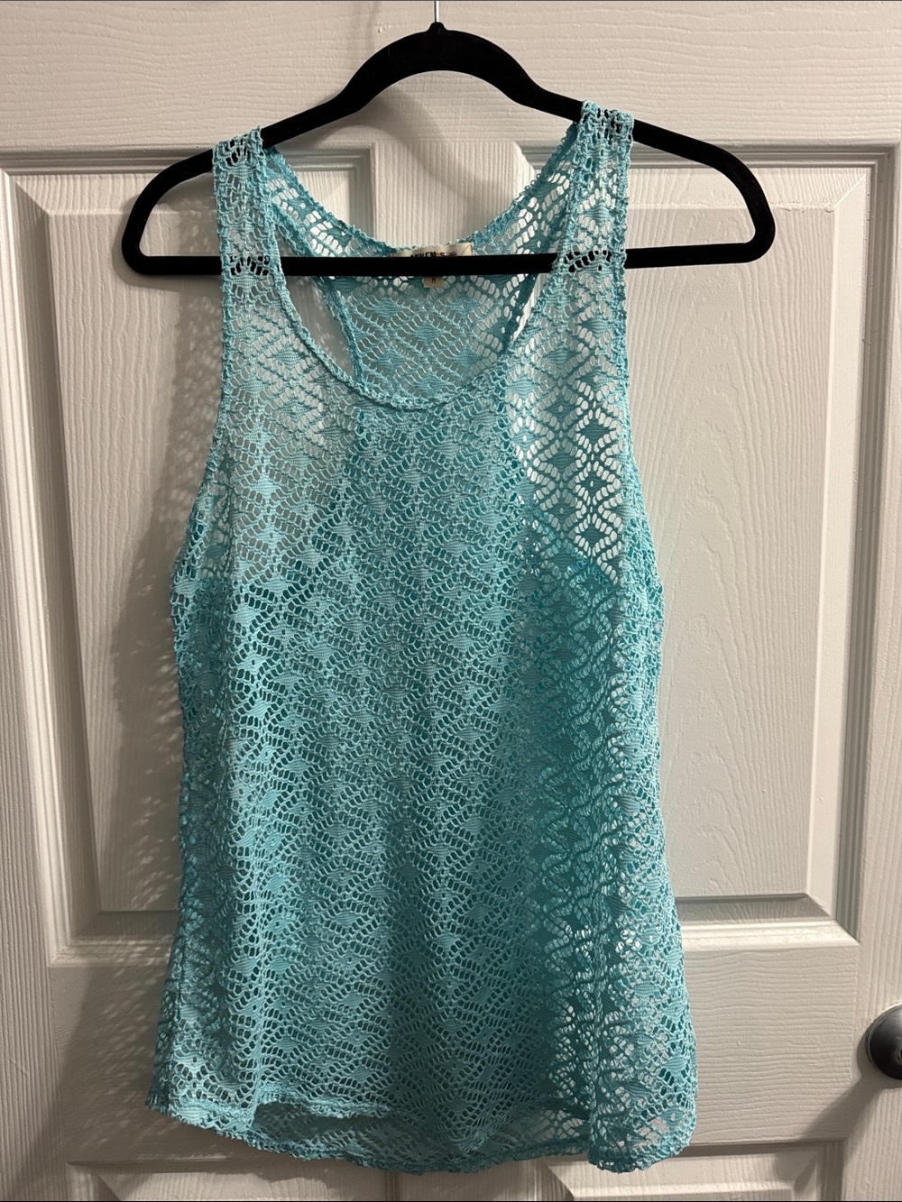 Light Blue Crochet Sleeveless Tank Top - Women